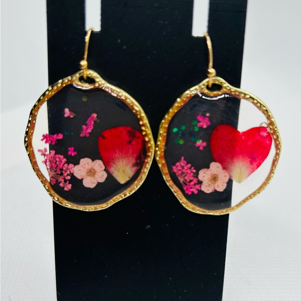 Handmade Dried flowers resin earrings